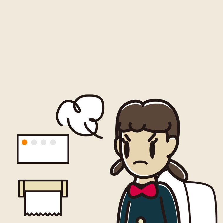 トイレで怒る女子中学生のイラスト【色、背景あり】PNG