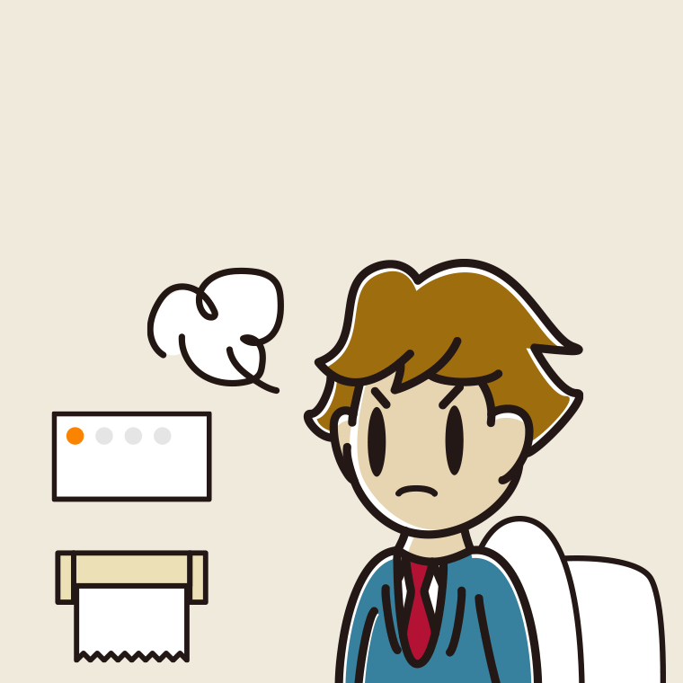 トイレで怒る男子高校生のイラスト【色、背景あり】PNG