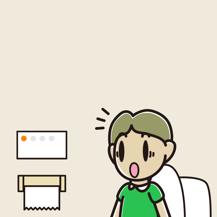 トイレで驚く小学生男子のイラスト【色、背景あり】PNG