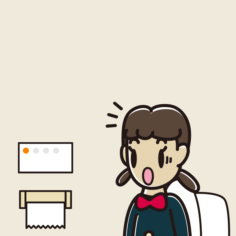 トイレで驚く女子中学生のイラスト【色、背景あり】PNG