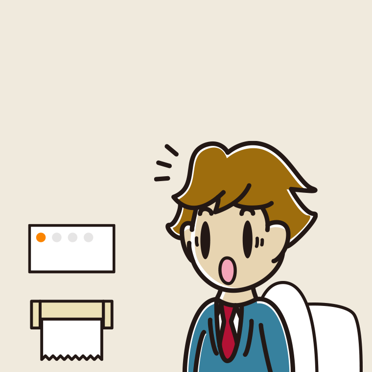 トイレで驚く男子高校生のイラスト【色、背景あり】PNG