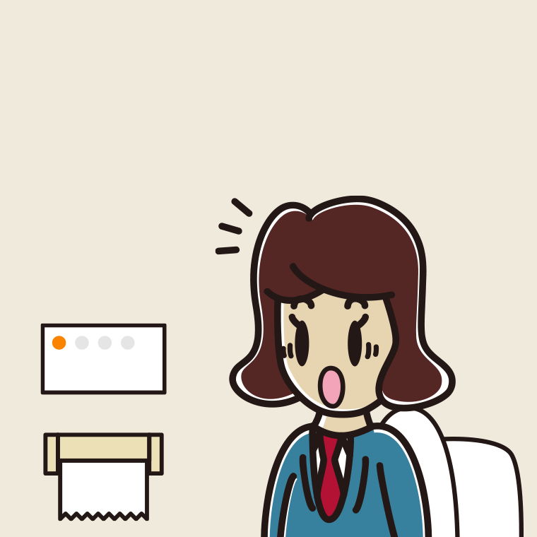 トイレで驚く女子高校生のイラスト【色、背景あり】PNG