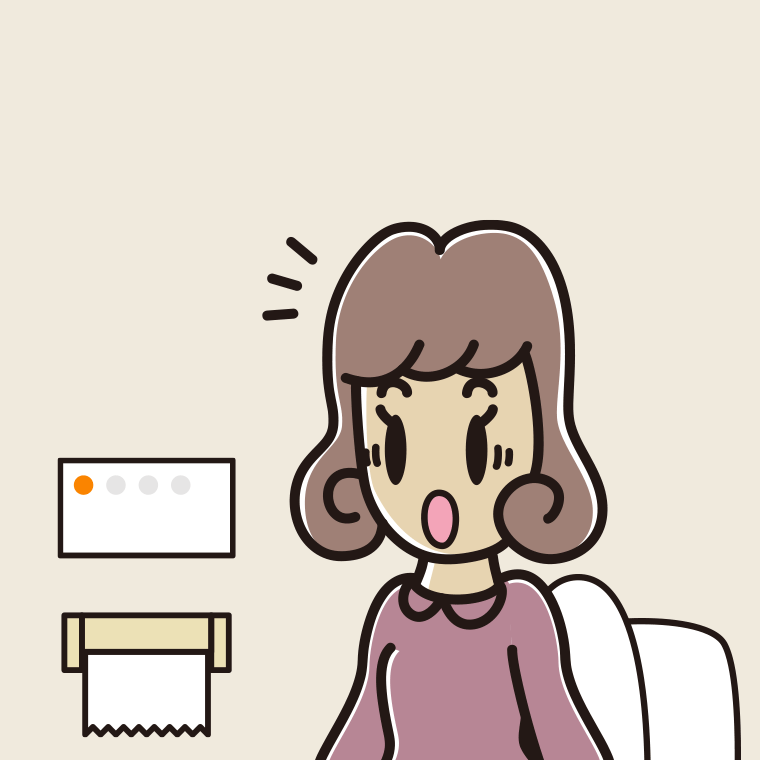 トイレで驚く女子大学生のイラスト【色、背景あり】PNG