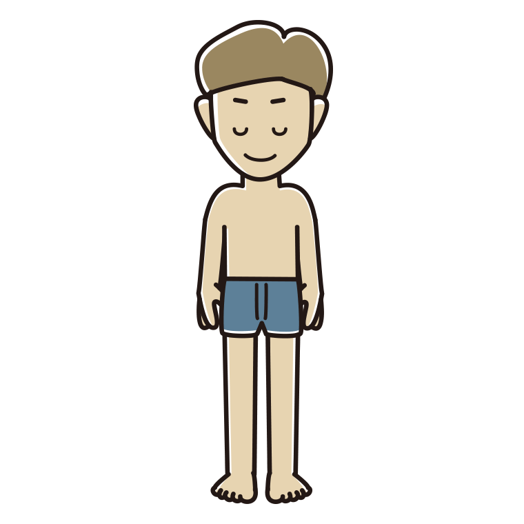 お辞儀する下着姿の男性のイラスト【色あり、背景なし】透過PNG