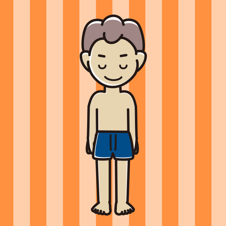 お辞儀する下着姿の男子中学生のイラスト【色、背景あり】PNG