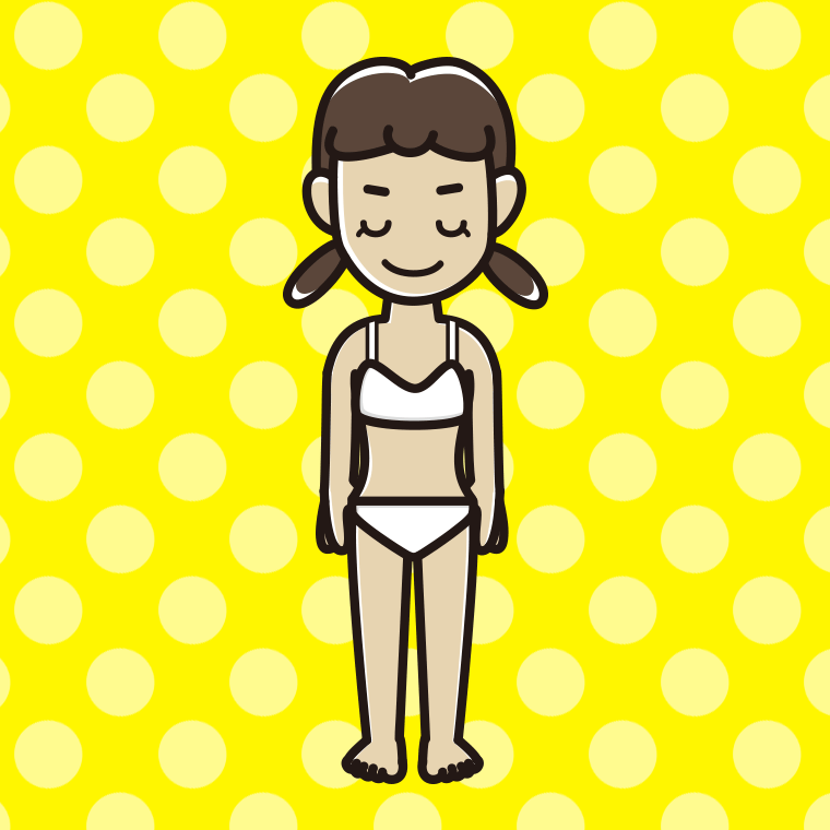 お辞儀する下着姿の女子中学生のイラスト【色、背景あり】PNG