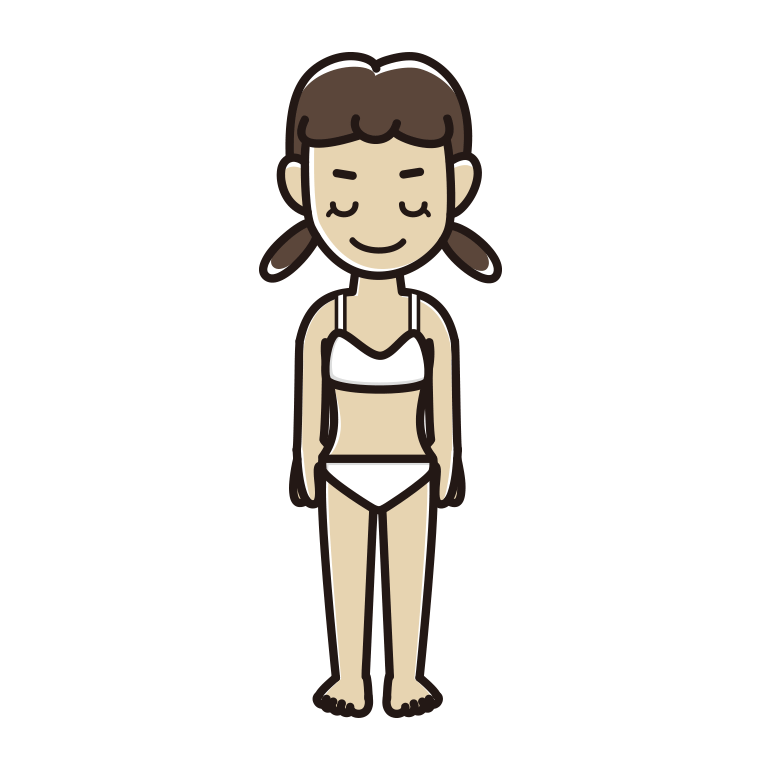 お辞儀する下着姿の女子中学生のイラスト【色あり、背景なし】透過PNG