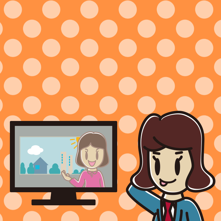 テレビを見てテヘヘな女子高校生のイラスト【色、背景あり】PNG
