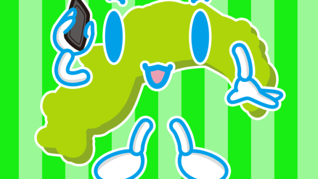 スマホで電話する高知ちゃんのイラスト【色、背景あり】PNG