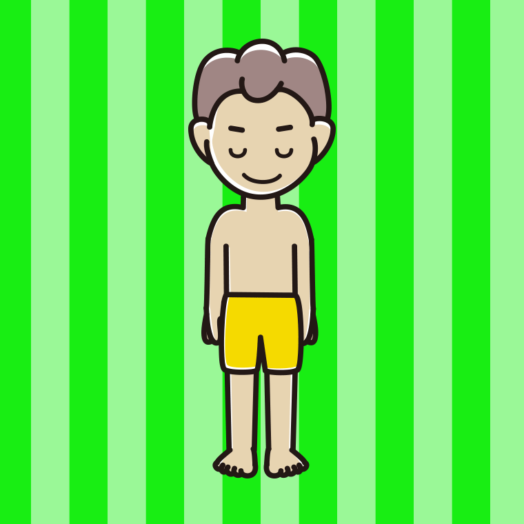 お辞儀する水着の男子中学生のイラスト【色、背景あり】PNG