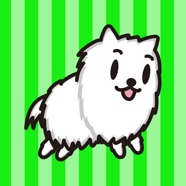 かわいいポメラニアンちゃん（犬）のイラスト【色、背景あり】PNG