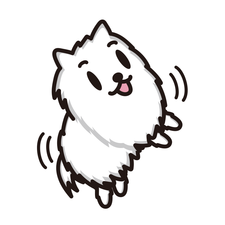 立つポメラニアンちゃん（犬）のイラスト【色あり、背景なし】透過PNG