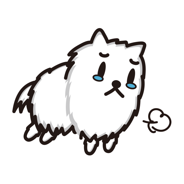 泣くポメラニアンちゃん（犬）のイラスト【色あり、背景なし】透過PNG