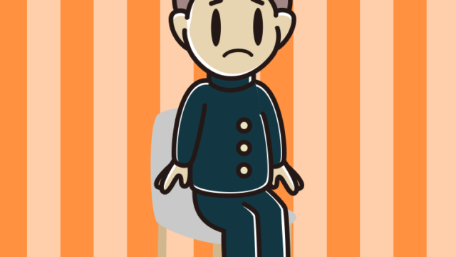 椅子で困る男子中学生のイラスト【色、背景あり】PNG