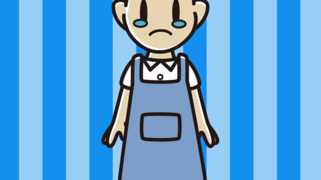 泣くエプロン姿の男子中学生のイラスト【色、背景あり】PNG