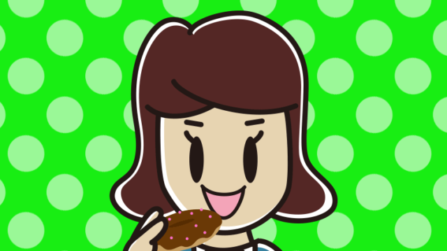 ドーナツを食べる女子高校生のイラスト【色、背景あり】PNG