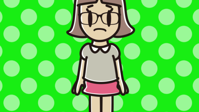 困る眼鏡の小学生女子のイラスト【色、背景あり】PNG