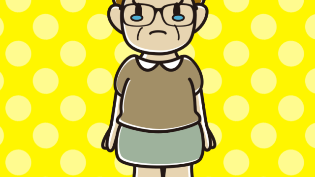 泣く眼鏡のおばさんのイラスト【色、背景あり】PNG