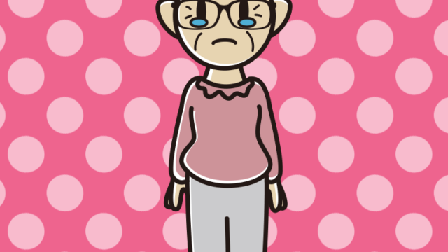 泣く眼鏡のおばあさんのイラスト【色、背景あり】PNG