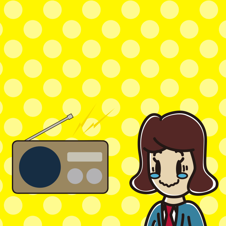 ラジオを聴いて感動する女子高校生のイラスト【色、背景あり】PNG
