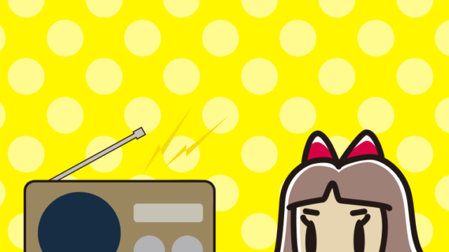 ラジオを聴いてテヘヘな小学生女子のイラスト【色、背景あり】PNG