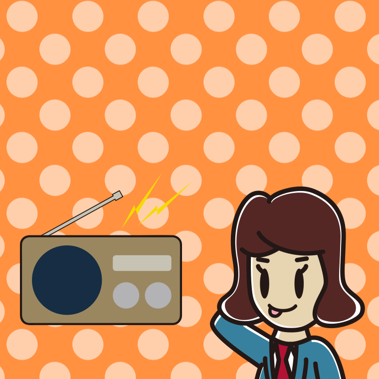 ラジオを聴いてテヘヘな女子高校生のイラスト【色、背景あり】PNG