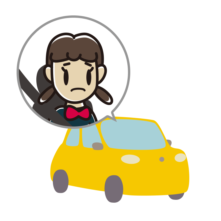車で困る女子中学生のイラスト【色あり、背景なし】透過PNG