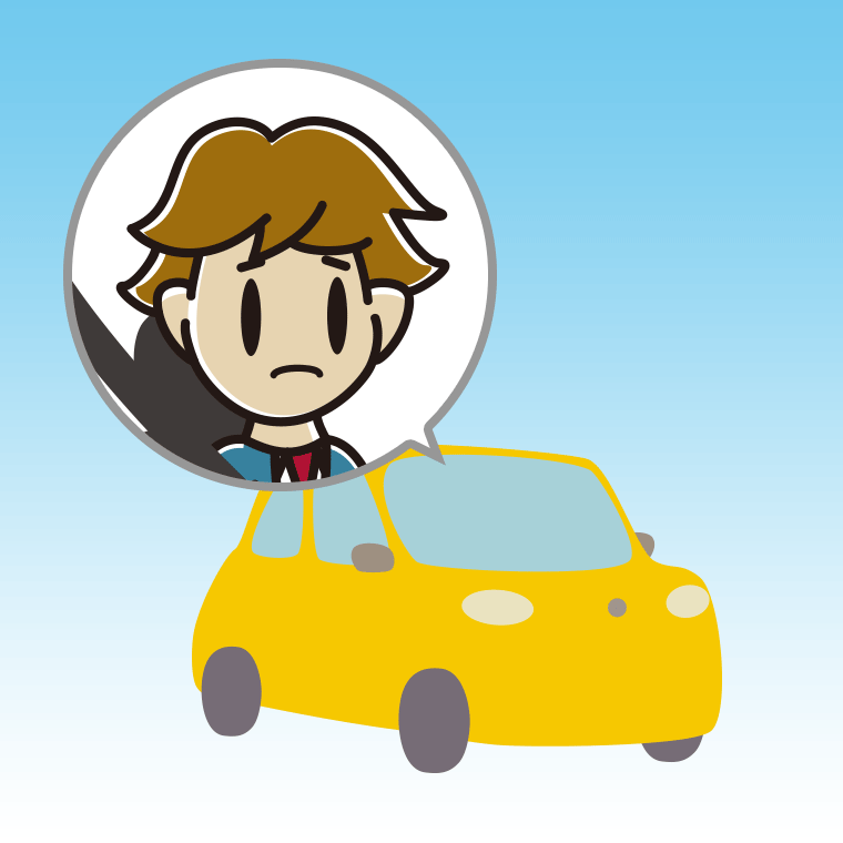 車で困る男子高校生のイラスト【色、背景あり】PNG