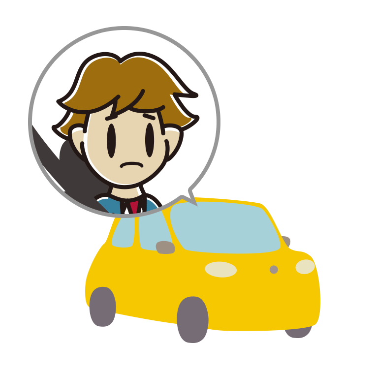 車で困る男子高校生のイラスト【色あり、背景なし】透過PNG