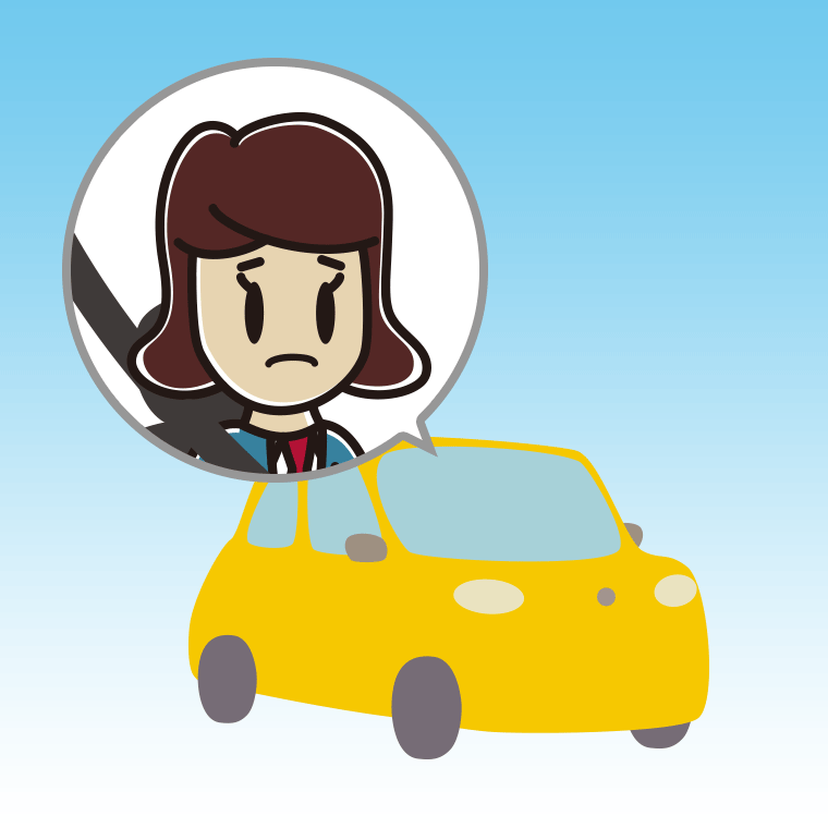 車で困る女子高校生のイラスト【色、背景あり】PNG