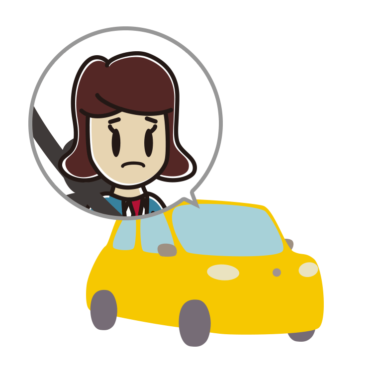 車で困る女子高校生のイラスト【色あり、背景なし】透過PNG