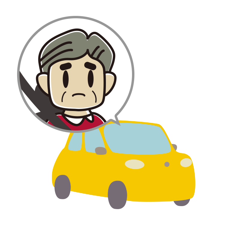 車で困るおじさんのイラスト【色あり、背景なし】透過PNG