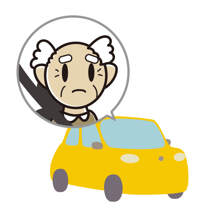 車で困るおじいさんのイラスト【色あり、背景なし】透過PNG