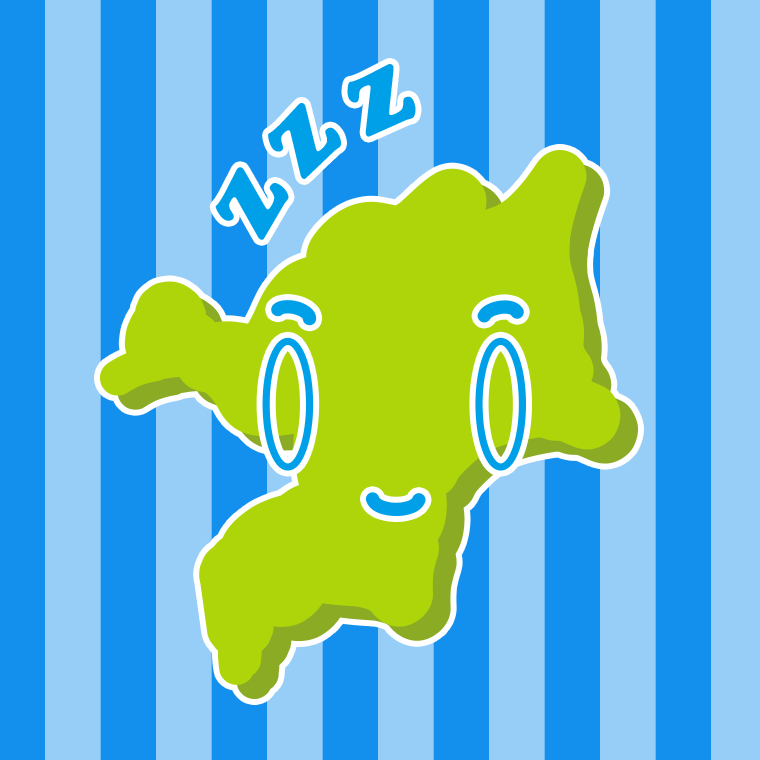 眠る福岡ちゃんのイラスト【色、背景あり】PNG