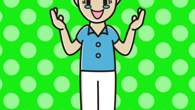 うれし泣きしながら話す男性会社員（クールビズ）のイラスト【色、背景あり】PNG