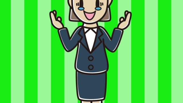 うれし泣きしながら話す女性会社員のイラスト【色、背景あり】PNG