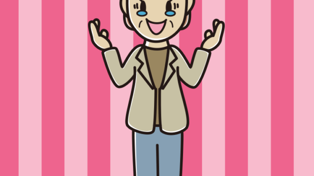 うれし泣きしながら話す年配女性会社員（カジュアル）のイラスト【色、背景あり】PNG