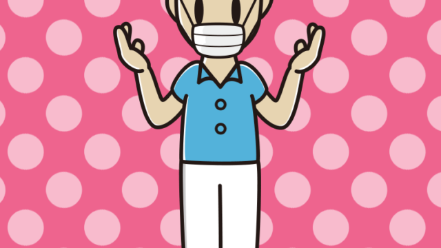 マスクをして話す男性会社員（クールビズ）のイラスト【色、背景あり】PNG