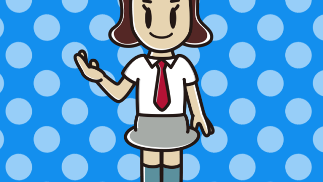 案内する女子高校生（夏服）のイラスト【色、背景あり】PNG