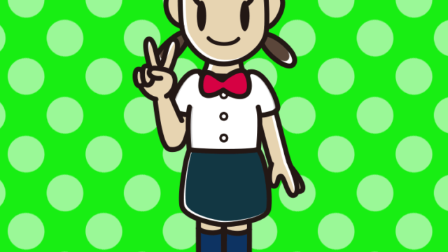 ピースをする女子中学生（夏服）のイラスト【色、背景あり】PNG