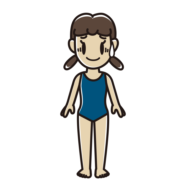 苦笑いするスクール水着の女子中学生のイラスト【色あり、背景なし】透過PNG