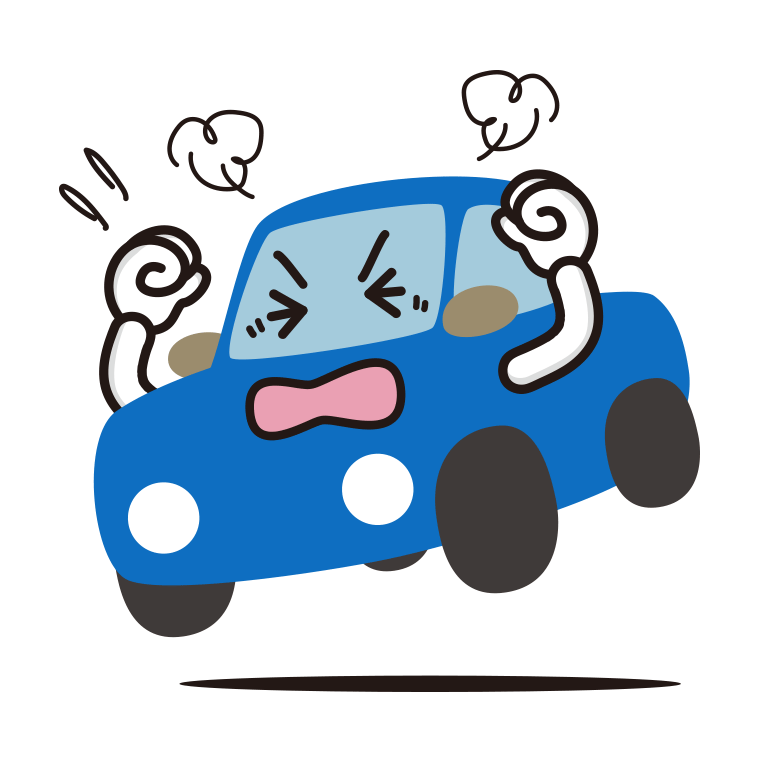 カンカンに怒る車ちゃんのイラスト【色あり、背景なし】透過PNG