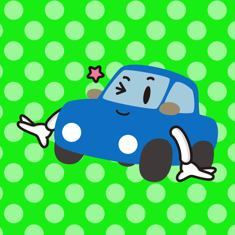 ウインクする車ちゃんのイラスト【色、背景あり】PNG