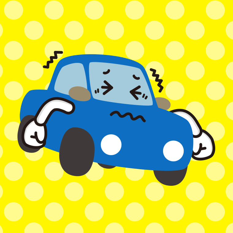 ブルブル震える車ちゃんのイラスト【色、背景あり】PNG