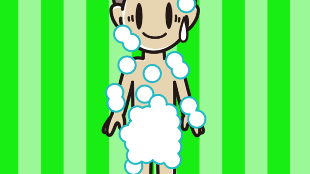 苦笑いする泡だらけの男子中学生のイラスト【色、背景あり】PNG