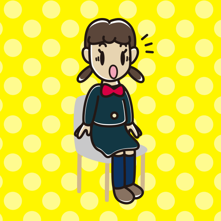 椅子で驚く女子中学生のイラスト【色、背景あり】PNG