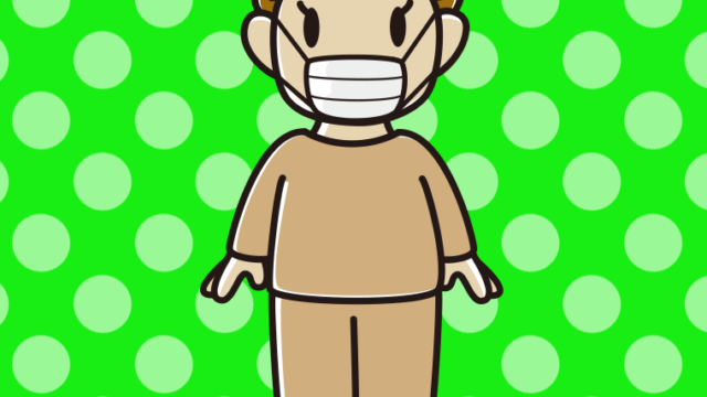 マスクをする部屋着のおばさんのイラスト【色、背景あり】PNG