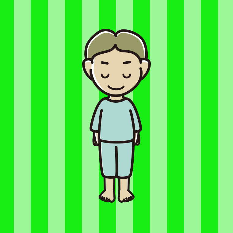 お辞儀する部屋着の小学生男子のイラスト【色、背景あり】PNG