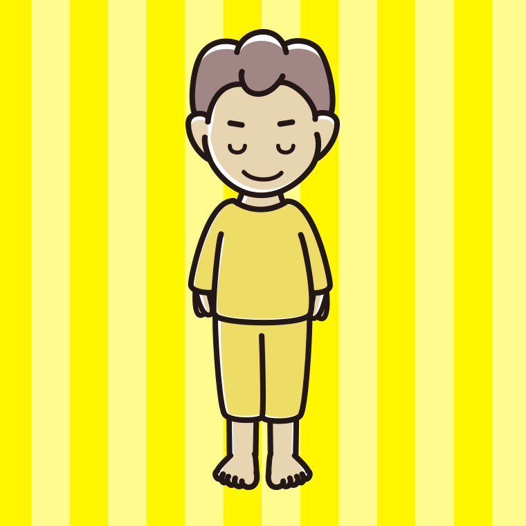 お辞儀する部屋着の男子中学生のイラスト【色、背景あり】PNG
