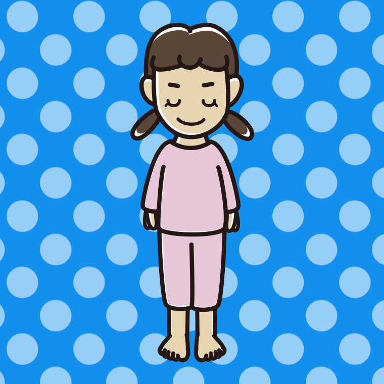 お辞儀する部屋着の女子中学生のイラスト【色、背景あり】PNG